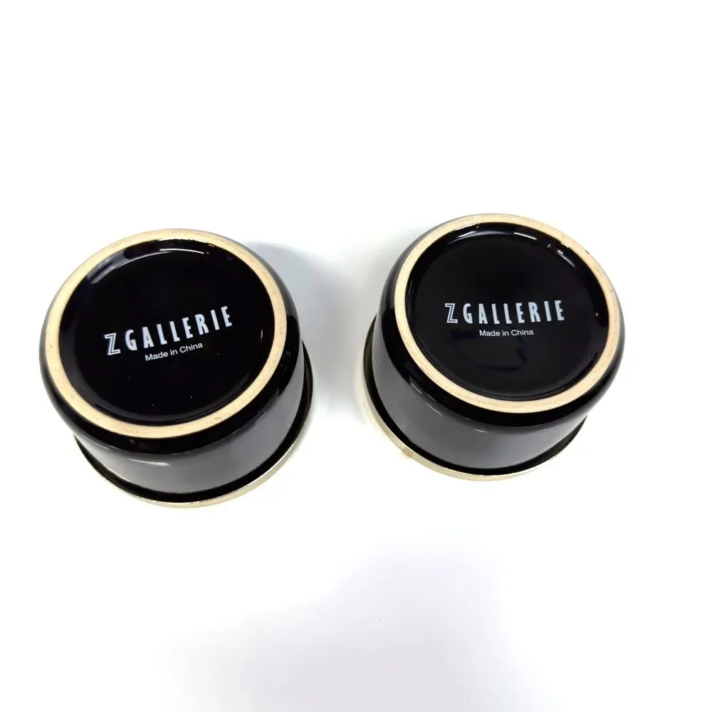 Z GALLERIE Canisters Black Ceramic Steel Lid Multi Use Storage Duo 2 Piece Set